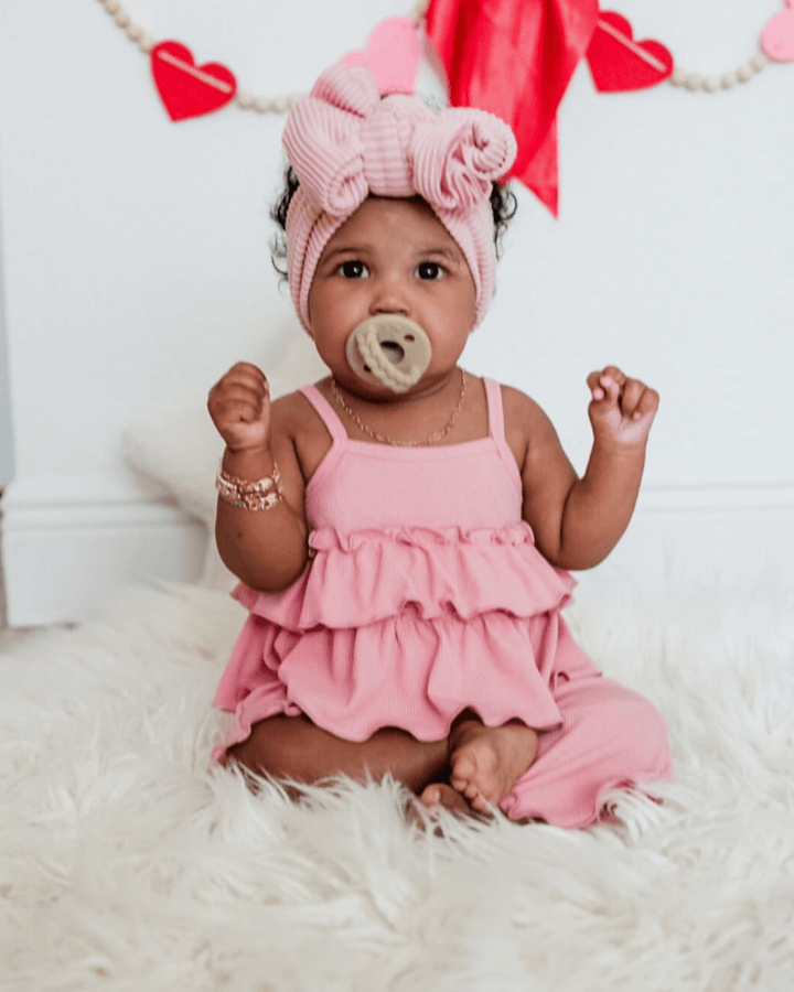 Presley Ruffle Tank Two - Piece Set - Pink 