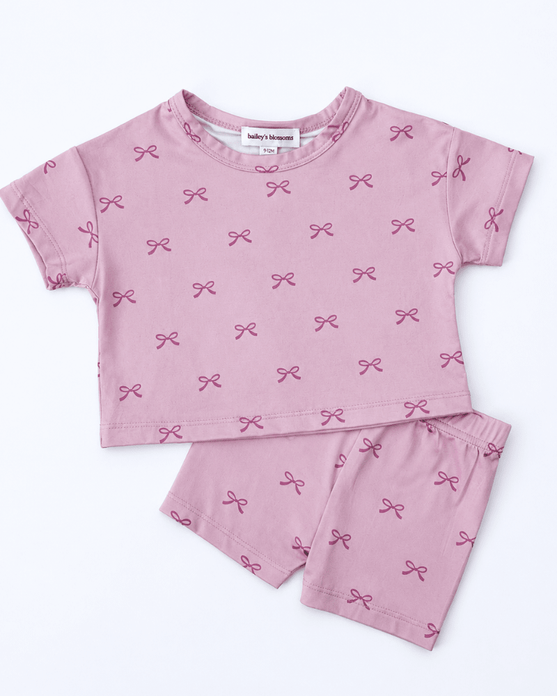 Quinn Two - Piece Lounge Set - Pink Bows product_type - Bailey's Blossoms