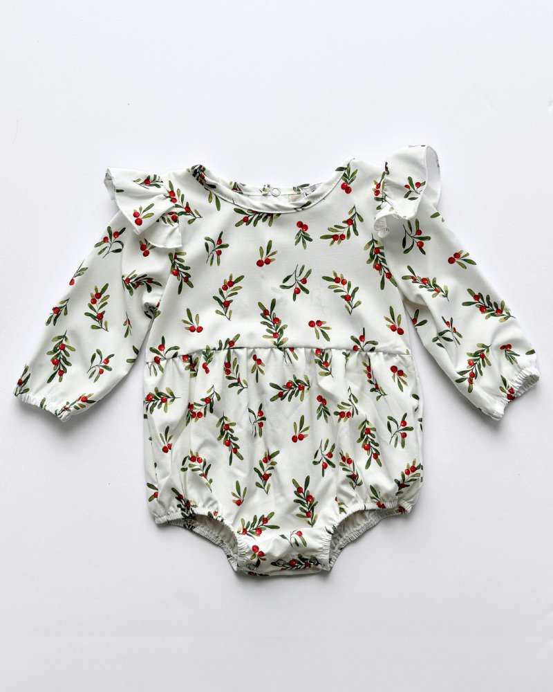 Rhodes Bubble Romper - Cream Holiday Sprigs #product_type - Bailey's Blossoms