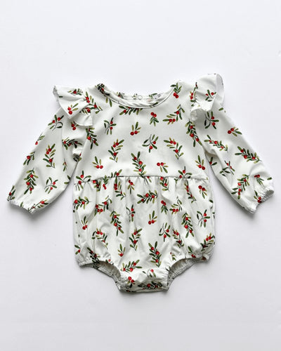 Rhodes Bubble Romper - Cream Holiday Sprigs #product_type - Bailey's Blossoms