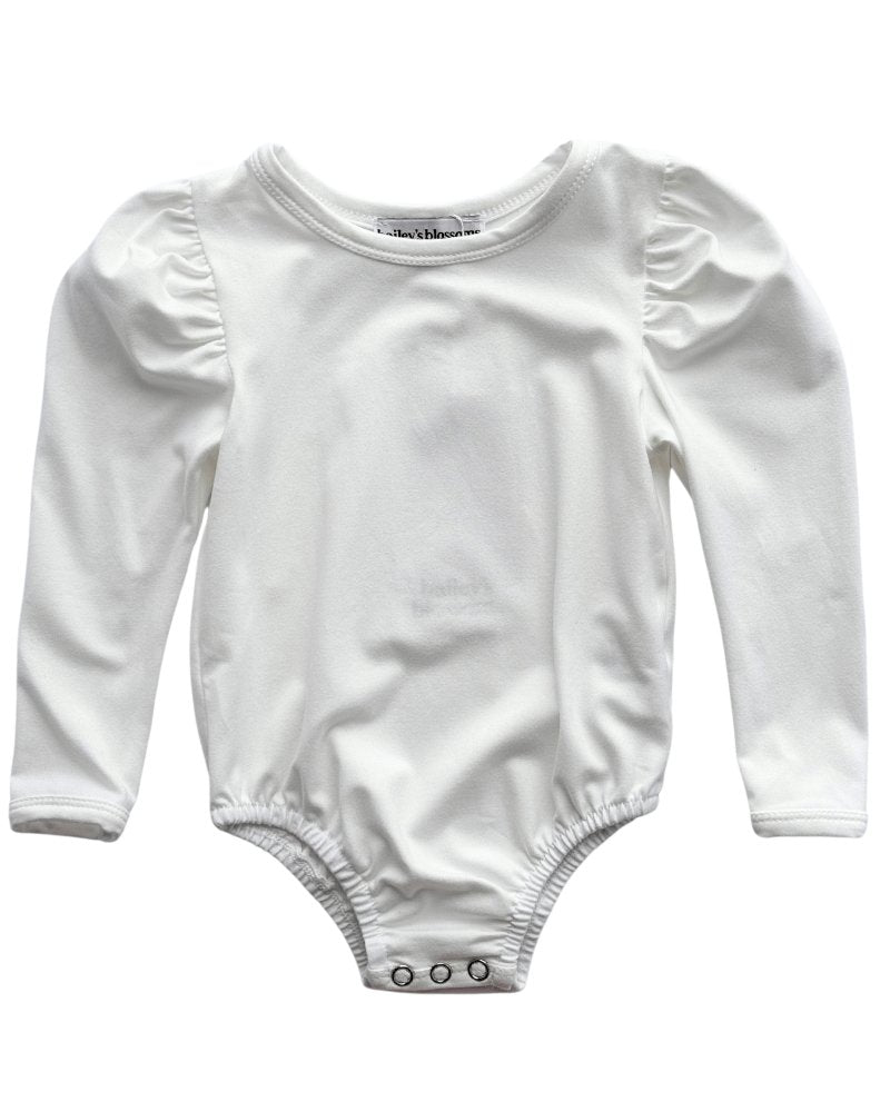 Rosalind Puff Long Sleeve Leotard - White #product_type - Bailey's Blossoms