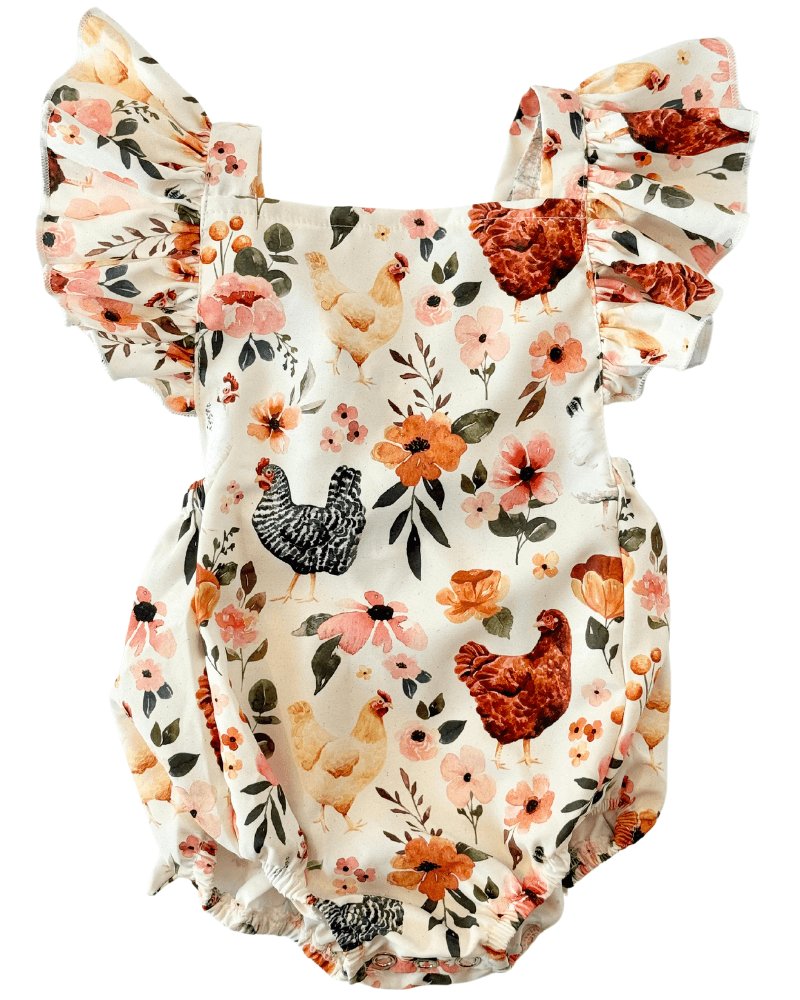 Shiloh Ruffle Back Romper - Chickens #product_type - Bailey's Blossoms