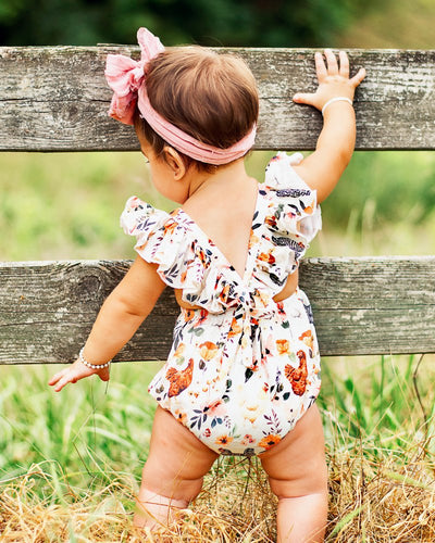 Shiloh Ruffle Back Romper - Chickens #product_type - Bailey's Blossoms
