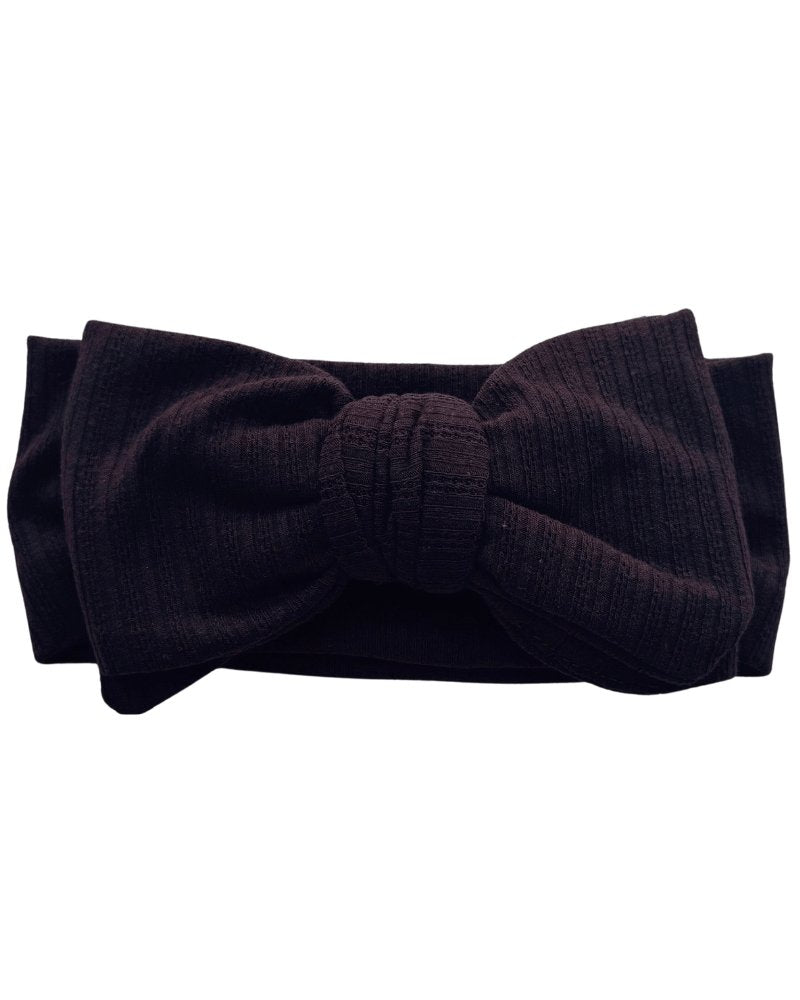 Skinny Knit Large Bow Headband - Cocoa #product_type - Bailey's Blossoms