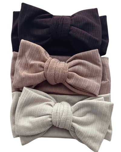 Skinny Knit Large Bow Headband - Cocoa #product_type - Bailey's Blossoms