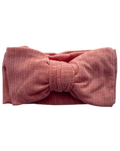 Skinny Knit Large Bow Headband - Coral #product_type - Bailey's Blossoms
