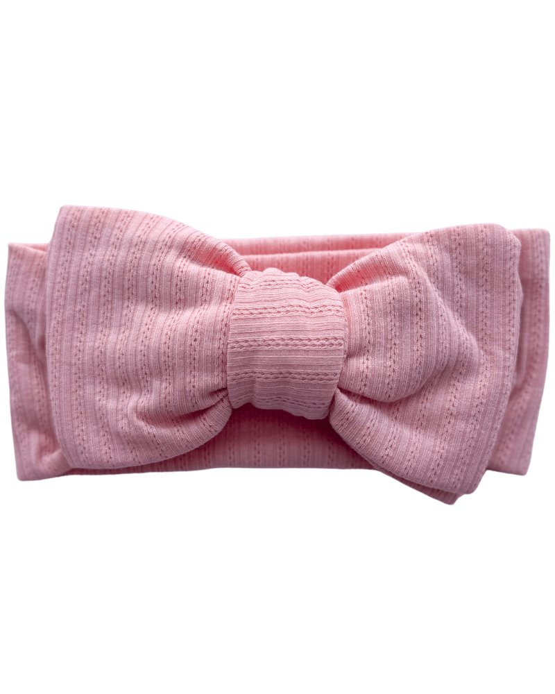 Skinny Knit Large Bow Headband - Pink #product_type - Bailey's Blossoms