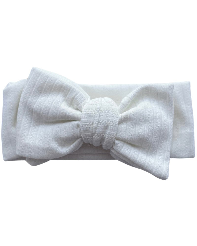 Skinny Knit Large Bow Headband - White #product_type - Bailey's Blossoms