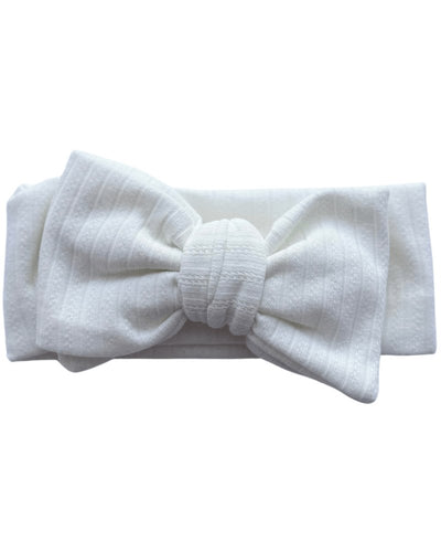Skinny Knit Large Bow Headband - White #product_type - Bailey's Blossoms