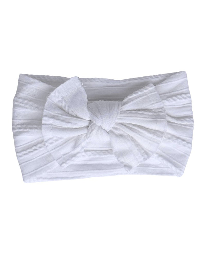 Solid Knit Nylon Headband - White 