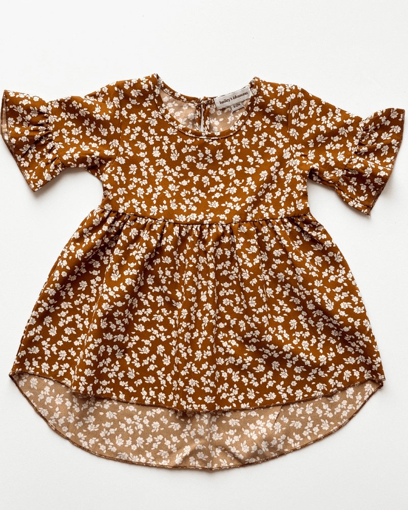 Spencer Ruffle Sleeve High - Low Dress - Russet Floral #product_type - Bailey's Blossoms