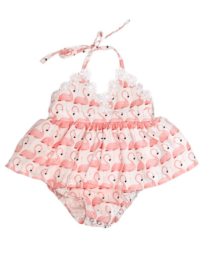 Tillie Halter Dress Romper - Pink Flamingo #product_type - Bailey's Blossoms