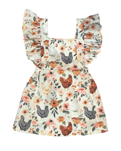Victoria Ruffle Back Suspender Dress - Chickens #product_type - Bailey's Blossoms