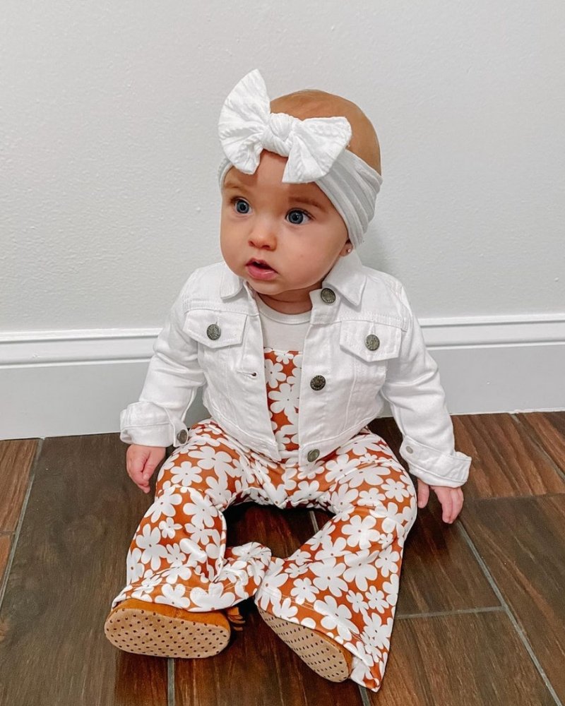 Baby floral jumpsuit sales
