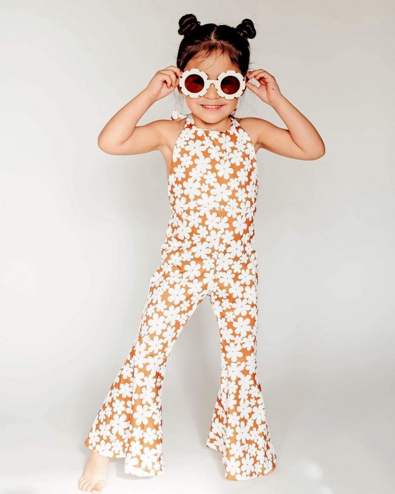 Andi Pleated Bell Bottom Jumpsuit - Flower Child 