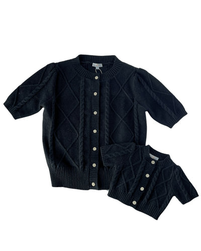 Anna Cable Knit Sweater Cardigan - Black #product_type - Bailey's Blossoms
