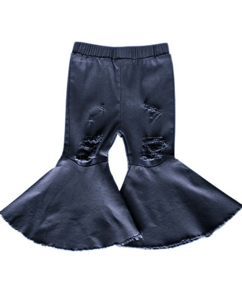 Barbie Pleated Denim Bell Bottoms - Dark Denim 
