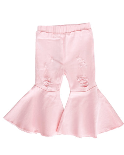 Barbie Pleated Denim Bell Bottoms - PowerPuff Distressed Pink #product_type - Bailey's Blossoms