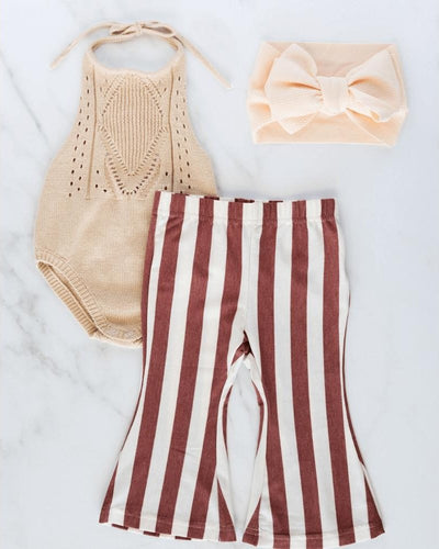 Blakely Boho Bell Bottoms - Brick Red Stripes #product_type - Bailey's Blossoms