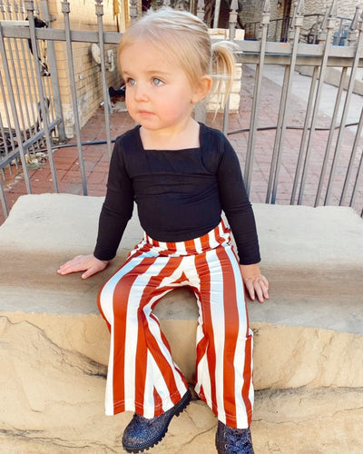 Blakely Boho Bell Bottoms - Russet Orange & White Stripe #product_type - Bailey's Blossoms