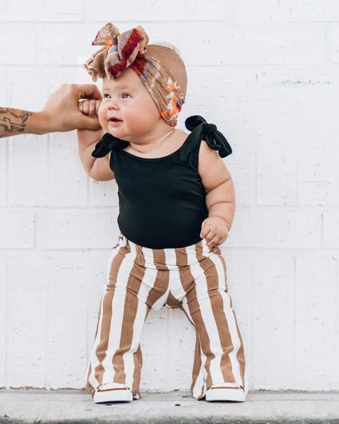 Blakely Boho Bell Bottoms - Tan Stripes - Bailey's Blossoms