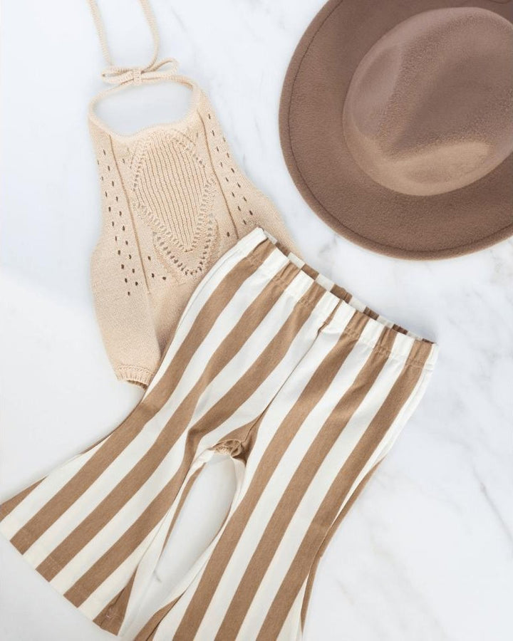 Blakely Boho Bell Bottoms - Tan Stripes 