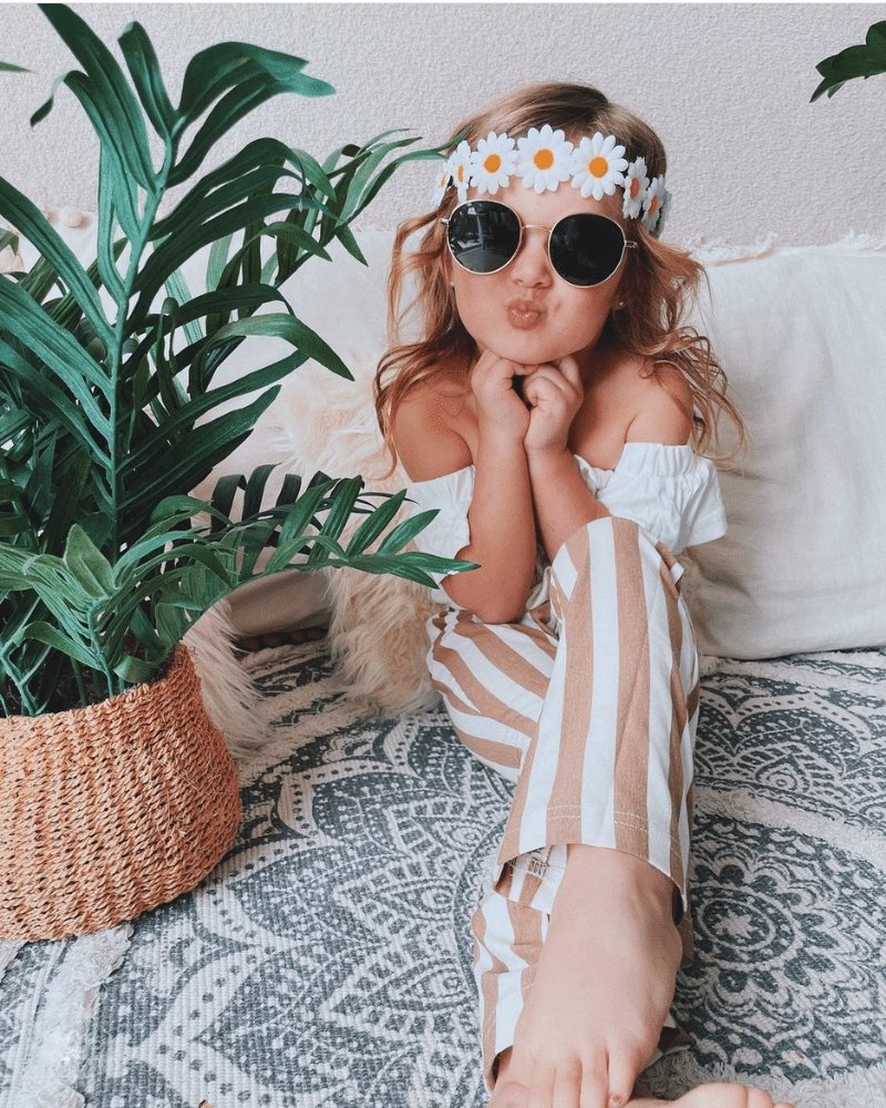 Blakely Boho Bell Bottoms - Tan Stripes 