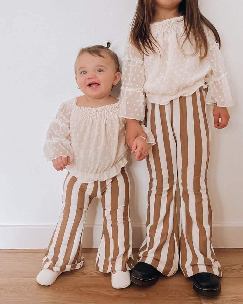 Blakely Boho Bell Bottoms - Tan Stripes #product_type - Bailey's Blossoms