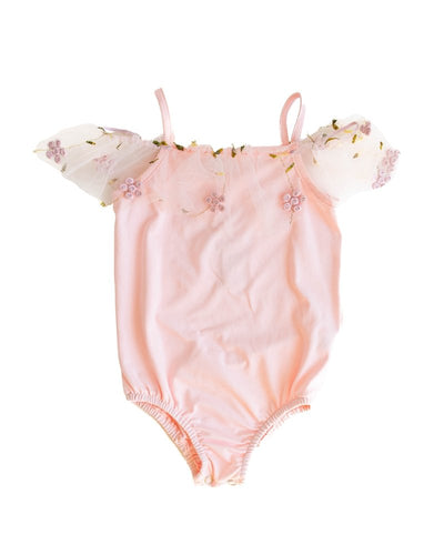 Bristol Applique Off Shoulder Leotard - Pink Swan #product_type - Bailey's Blossoms