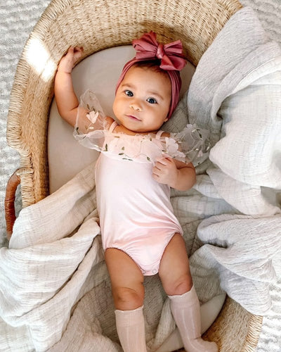 Bristol Applique Off Shoulder Leotard - Pink Swan #product_type - Bailey's Blossoms