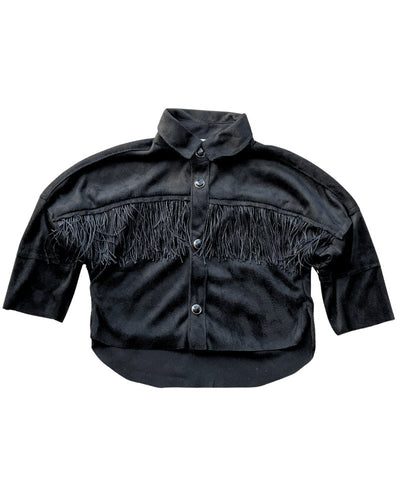 Chloe Suede with Fringe Shacket - Black #product_type - Bailey's Blossoms