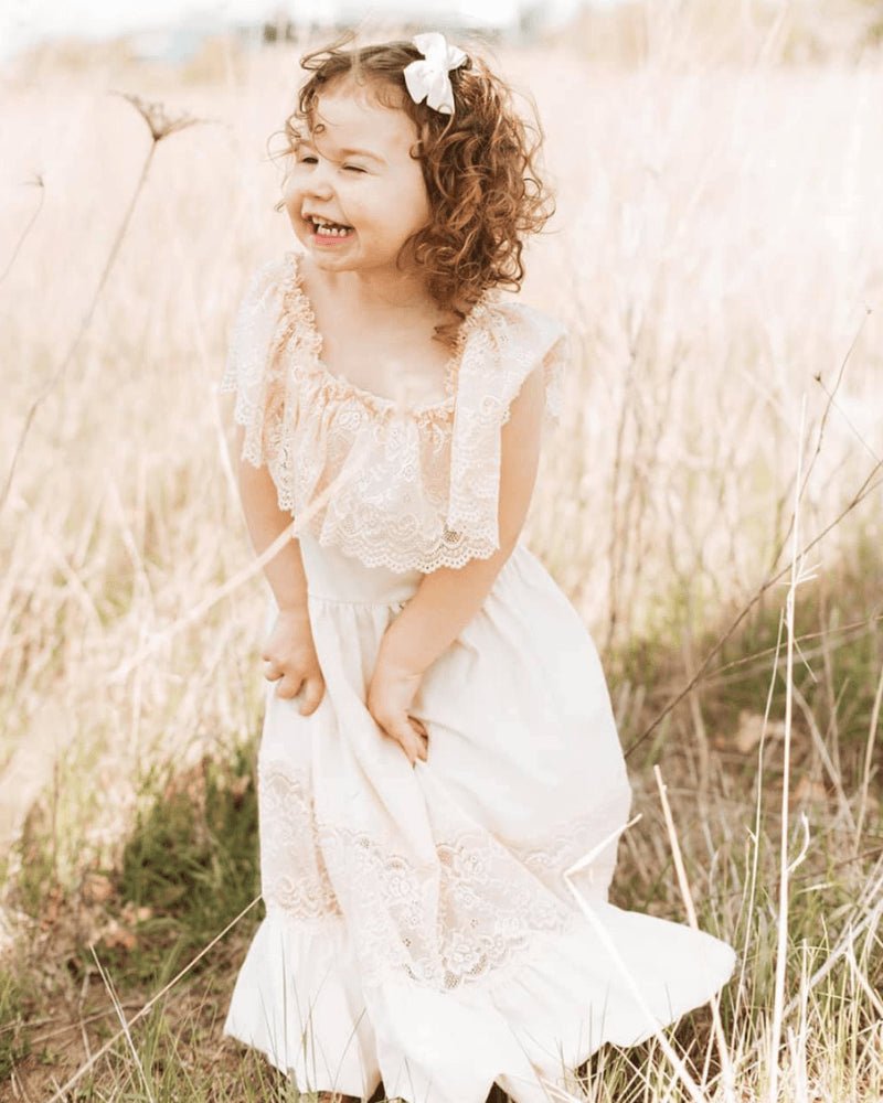 Clara Cotton & Lace Flutter Maxi Dress - Vanilla Cream #product_type - Bailey's Blossoms