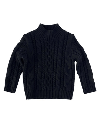 Dani Mockneck Cable Knit Sweater - Black #product_type - Bailey's Blossoms