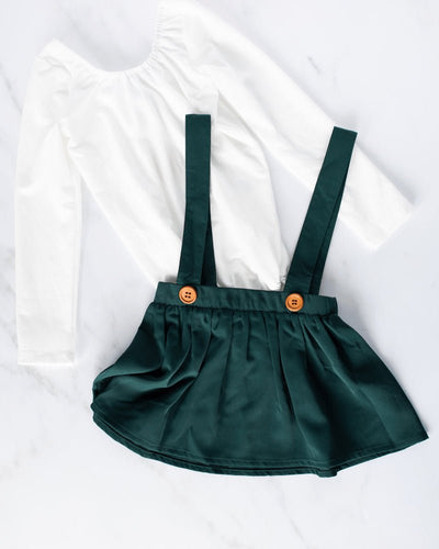 Daphne Suspender Skirt - Hunter Green #product_type - Bailey's Blossoms