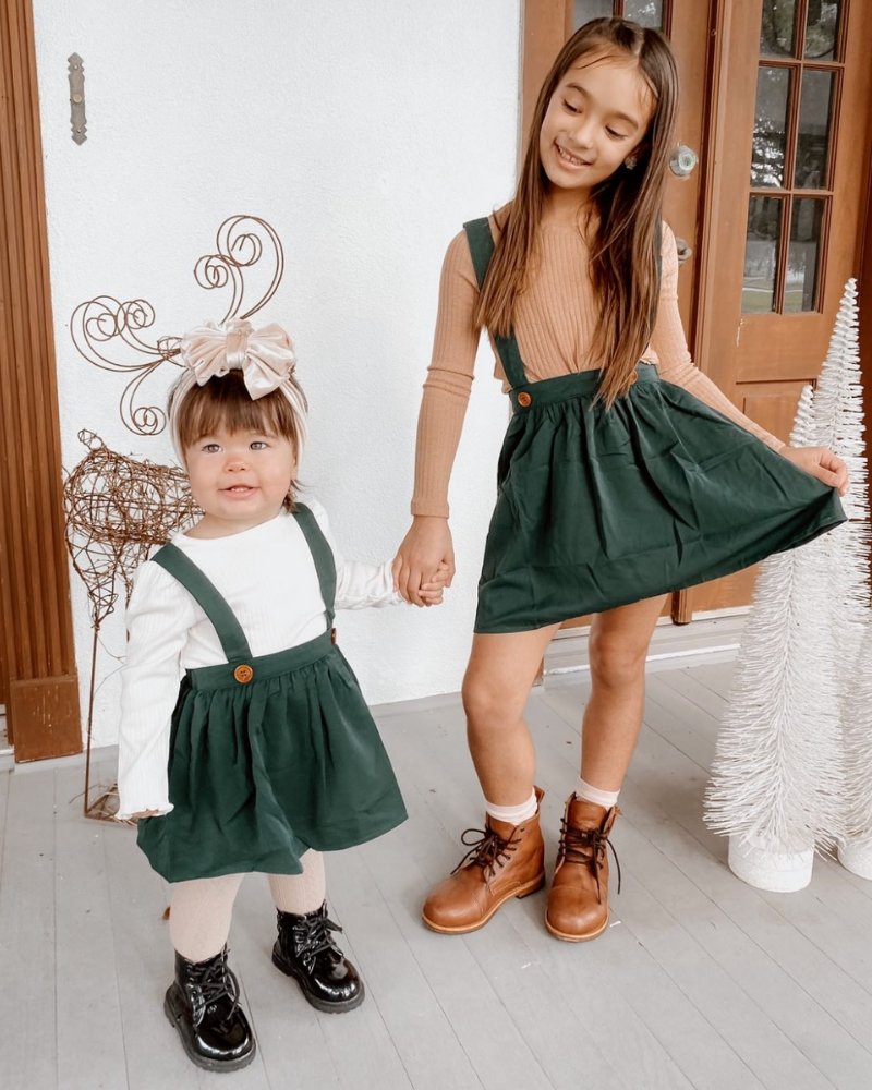 Toddler Girls Peter-pan Collar Flounce Sleeve Shirt & Suspender Skirt – The  Frum Shopper