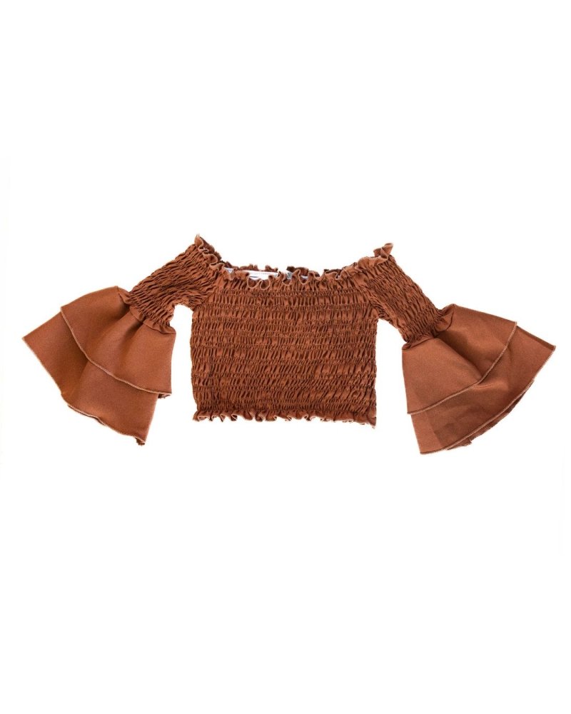 Darcy Smocked Bell Sleeve Top Dusty Coco