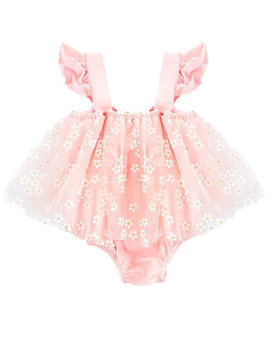 Dixie Sleeveless Mesh Romper - Pink Daisies #product_type - Bailey's Blossoms