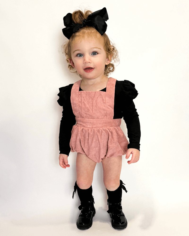 Dolly Suspender Bubble Romper - Dusty Rose Corduroy #product_type - Bailey's Blossoms
