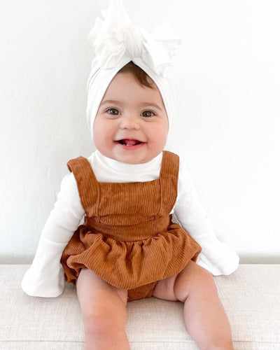 Dolly Suspender Bubble Romper - Praline Corduroy #product_type - Bailey's Blossoms