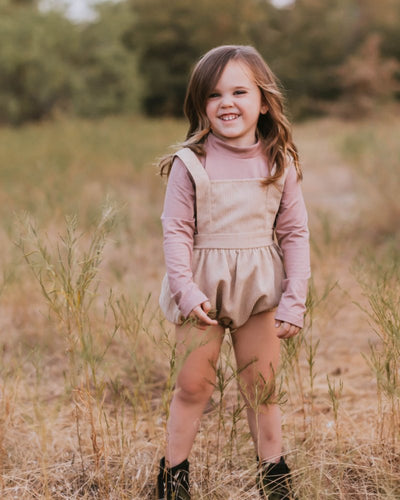 Dolly Suspender Bubble Romper - Sandrift Corduroy #product_type - Bailey's Blossoms
