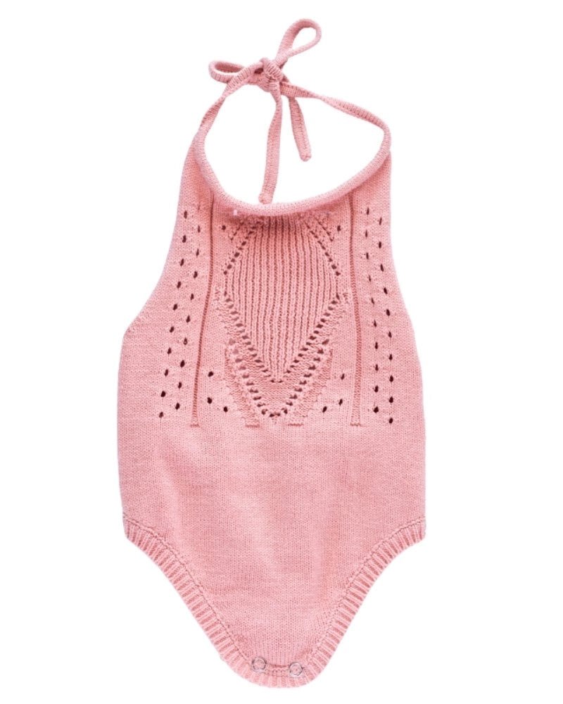 Drake Crochet Halter Romper - Candy Pink #product_type - Bailey's Blossoms