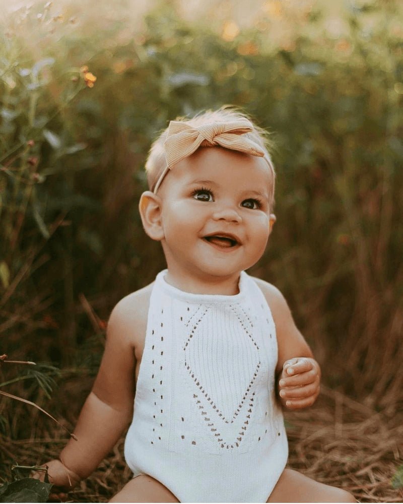 Drake Crochet Halter Romper - Gardenia - Bailey's Blossoms