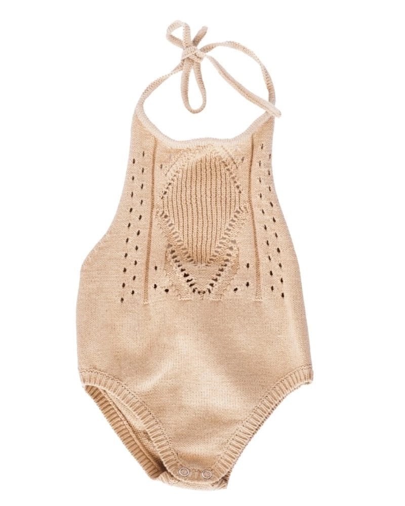 Drake Crochet Halter Romper - Vanilla Cream #product_type - Bailey's Blossoms