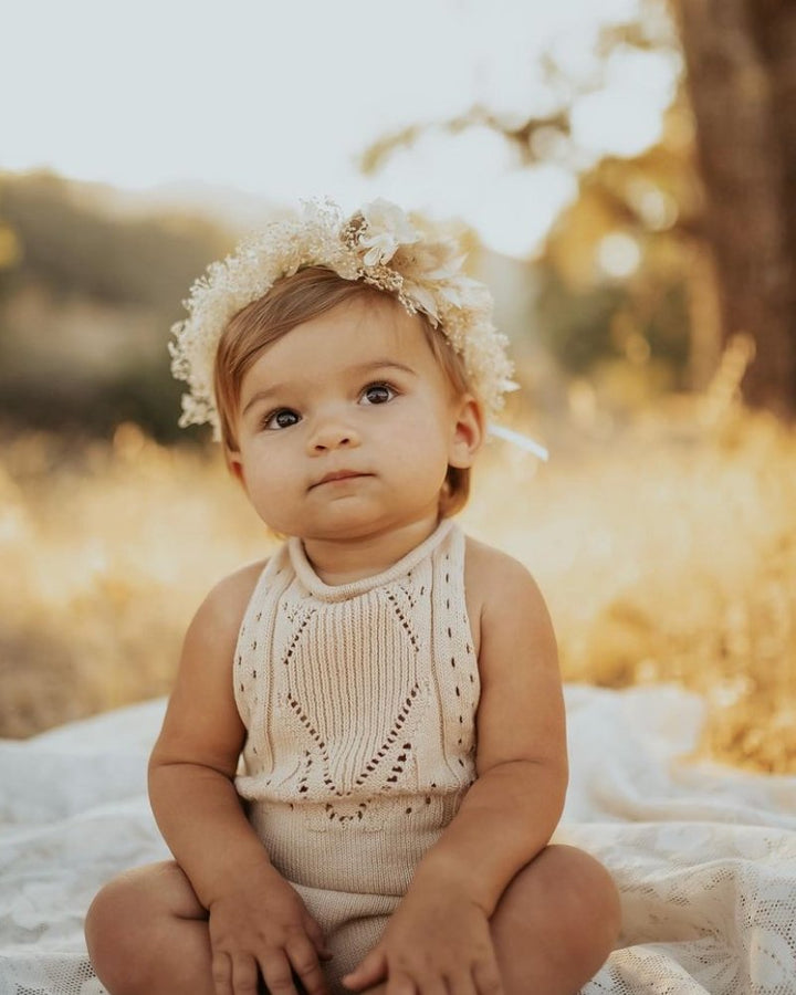 Drake Crochet Halter Romper - Vanilla Cream 