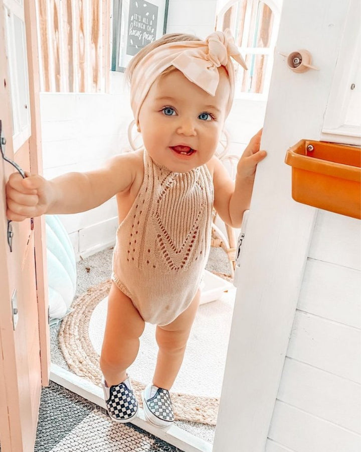 Drake Crochet Halter Romper - Vanilla Cream 
