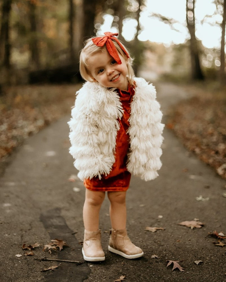 Fatima Faux Shag Layered Jacket - White 