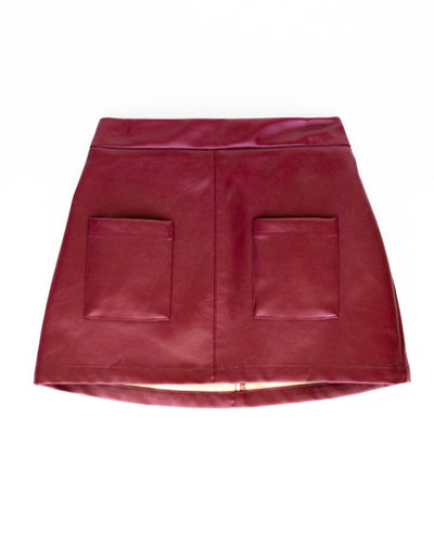 Katie Pocket Mini Skirt - Maroon #product_type - Bailey's Blossoms