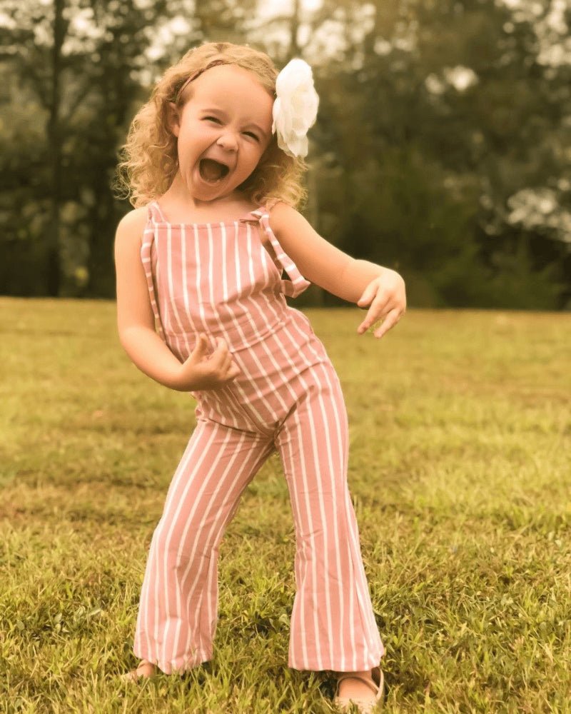 Striped online suspender jumpsuit