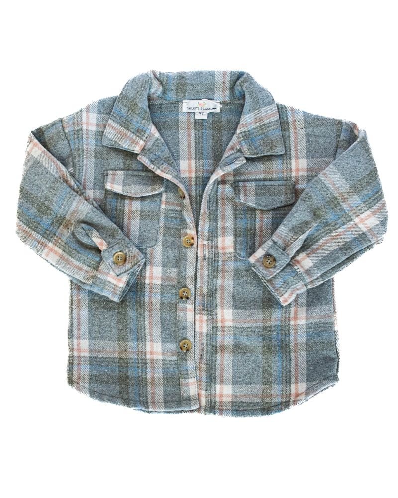 Kinsley Shirt Jacket - Blue Plaid Twill #product_type - Bailey's Blossoms