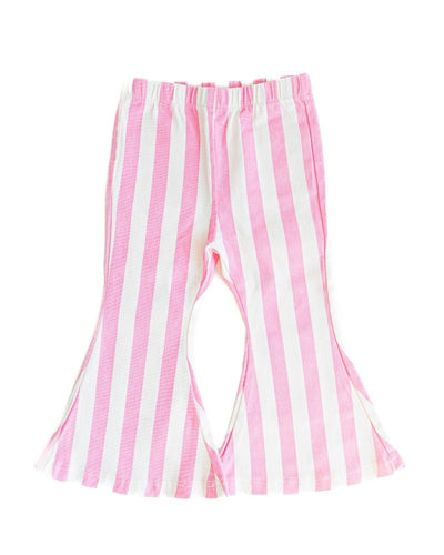 Landry Boho Denim Bell Bottoms - Pink & White Stripe #product_type - Bailey's Blossoms